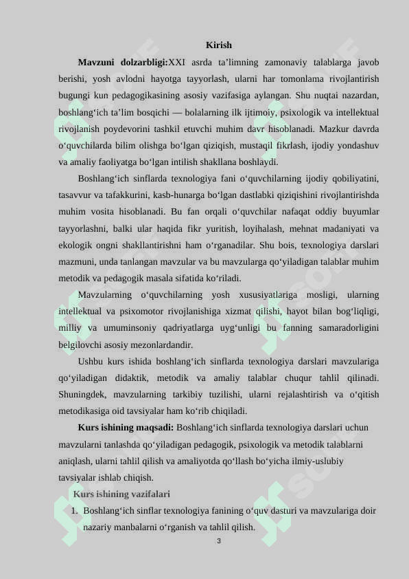 BOSHLANG'ICH SINFLARDA TEXNOLOGIYA DARSLARI MAVZULARIGA QO'YILADIGAN TALABLAR 2