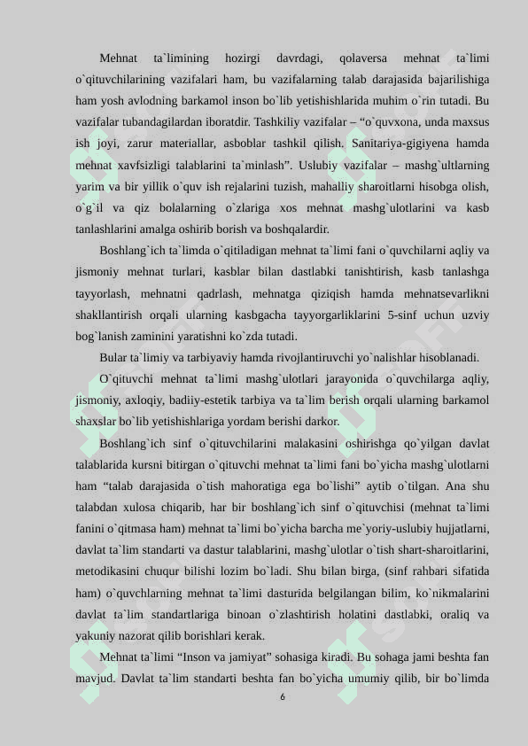 BOSHLANG'ICH SINFLARDA TEXNOLOGIYA DARSLARI MAVZULARIGA QO'YILADIGAN TALABLAR 5