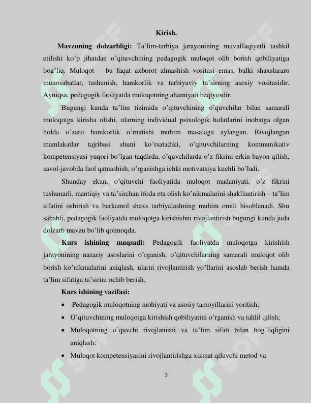 Pedagogik faoliyatni tashkil etishda muloqotga kirishishni 3
