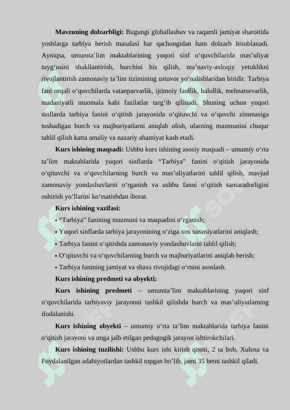 Umumta'lim maktablarida yuqori sinflarida tarbiya fanidagi burch va ma'suliyatlar 4