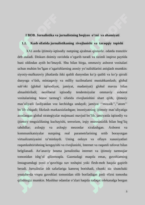 Jurnalist kasbiga qóyiladigan zamonaviy talablar 5