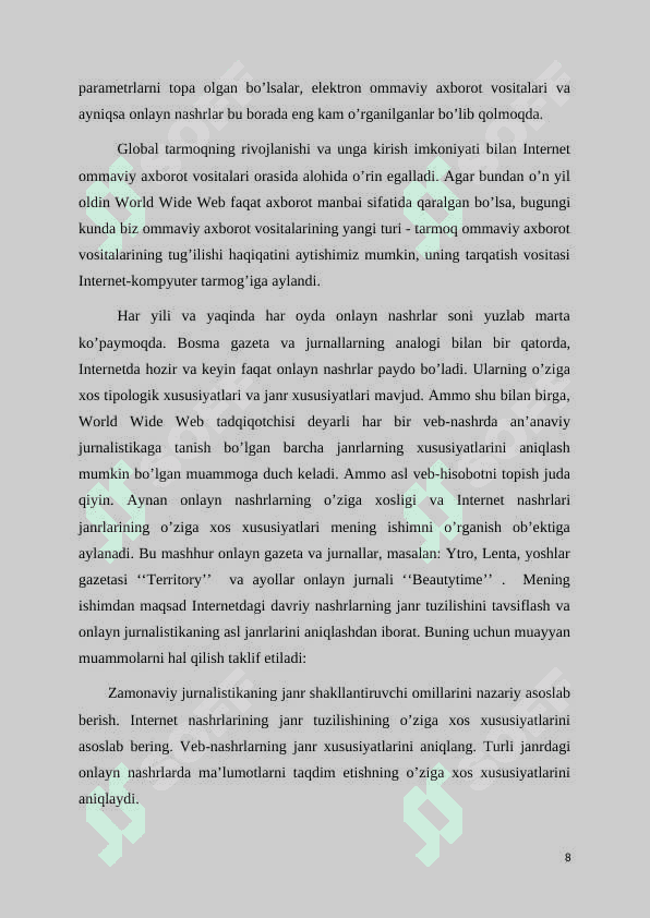 Jurnalist kasbiga qóyiladigan zamonaviy talablar 8