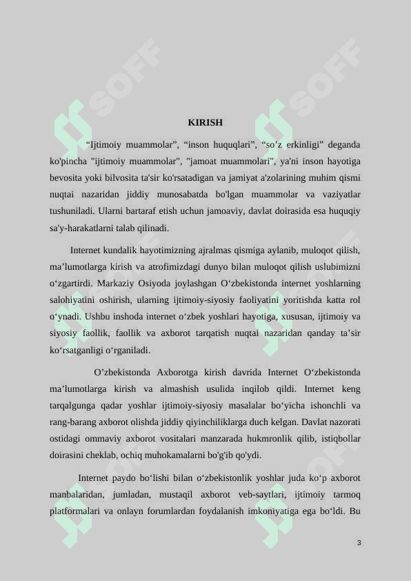 MAMLAKATIMIZDA YOSHLARNING IJTIMOIY-SIYOSIY FAOLIYATINI YORITISHDA INTERNETNING O‘RNI 3