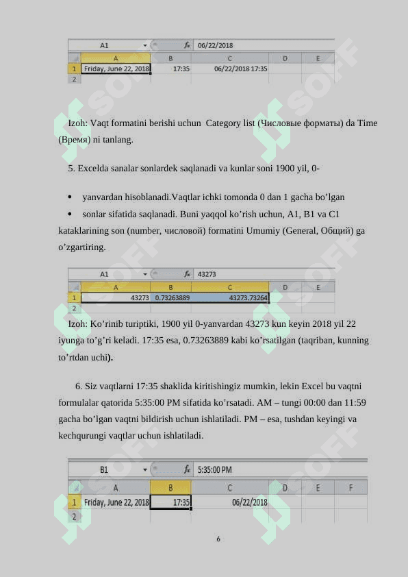 Excel dasturida moliyaviy,vaqt va sana, statistik hamda matematik toifadagi funsiyalardan foydalanishning ahamiyati va uning imkoniyatlari. 6