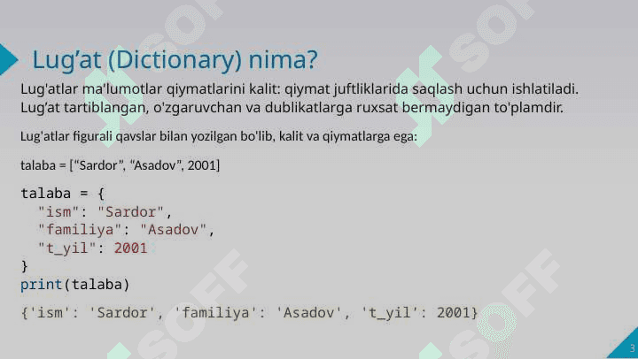 Pythonda lug‘atlar bilan ishlash 3