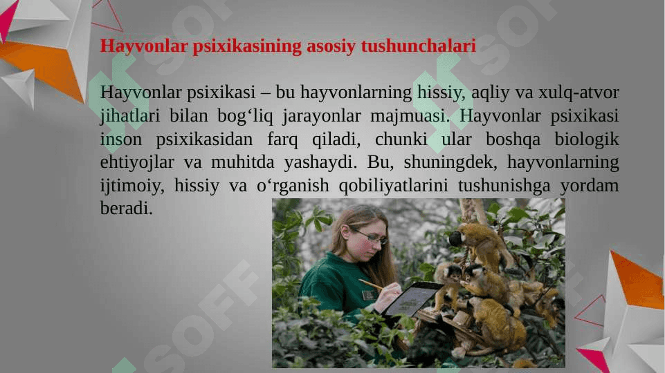 Hayvonlar psixikasini o’rganish usullari 3