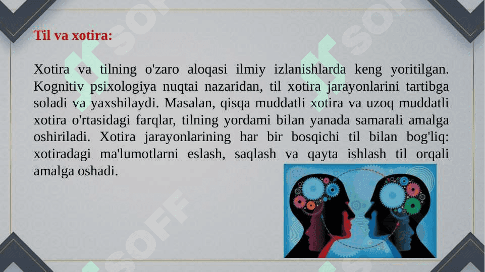Til va oliy psixologik funksiyalar bog’liqligi. 7