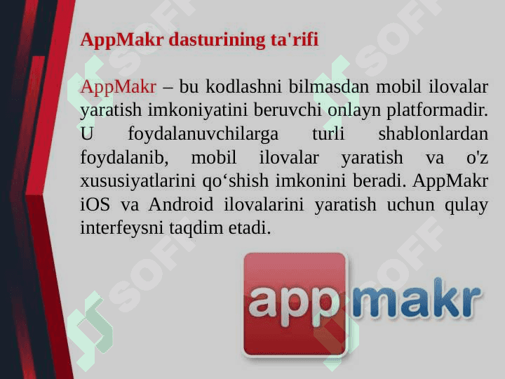AppMakr dasturida mobil ilova yaratish. 3