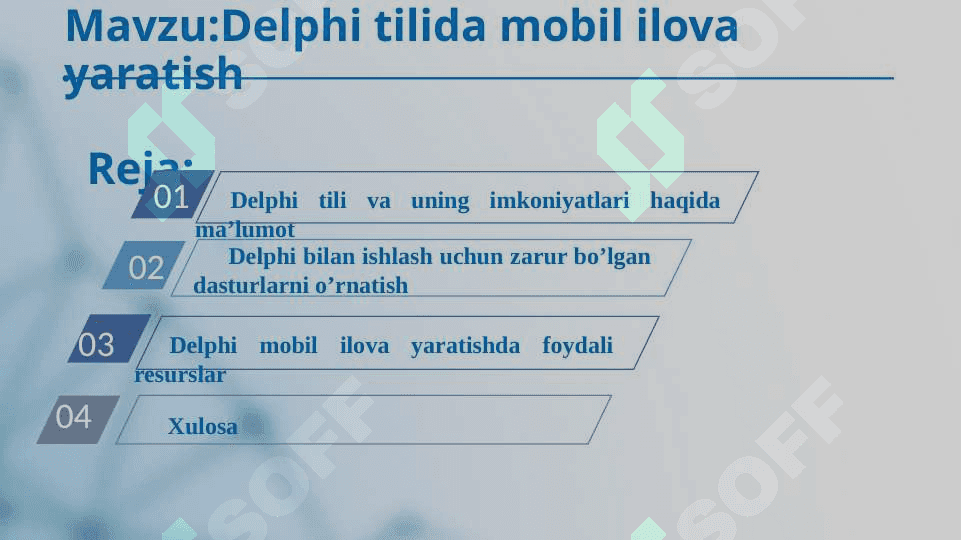 Delphi tilida mobil ilova yaratish 2