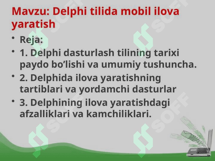 Delphi tilida mobil ilova yaratish 2