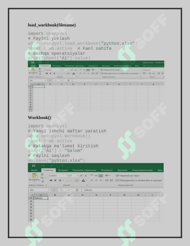 Pythonda OPENPYXL kutubxonasi yordamida excel fayllarini boshqarish 8
