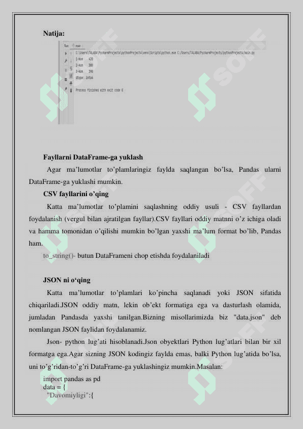 Python dasturida pandas kutubxonasi bilan ishlash 3