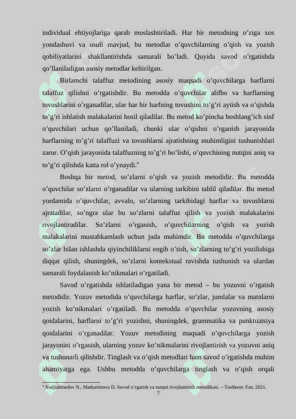 Savod o’rgatish metodlariga qiyosiy tanqidiy tahlil 7