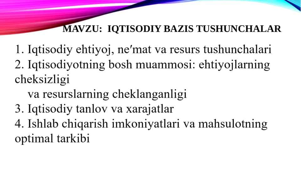 Iqtisodiy bazis tushunchalar (SLAYD)