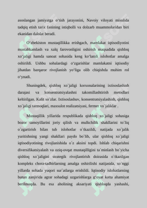 MAVZU MUSTAQILLIK YILLARIDA QISHLOQ XO’JALIGI VA SANOAT SOHASIDAGI ISLOHOTLAR 3