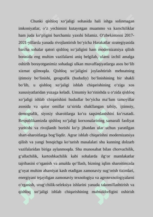 MAVZU MUSTAQILLIK YILLARIDA QISHLOQ XO’JALIGI VA SANOAT SOHASIDAGI ISLOHOTLAR 5