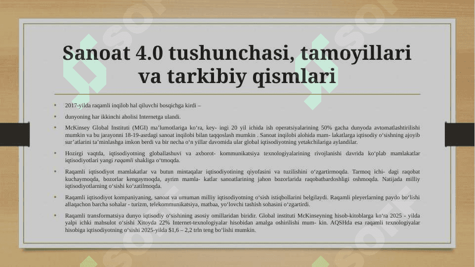 Sanoat 4.0 texnologiyasi 2