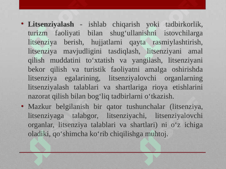 TURIZMDA LITSENZIYALASH 3