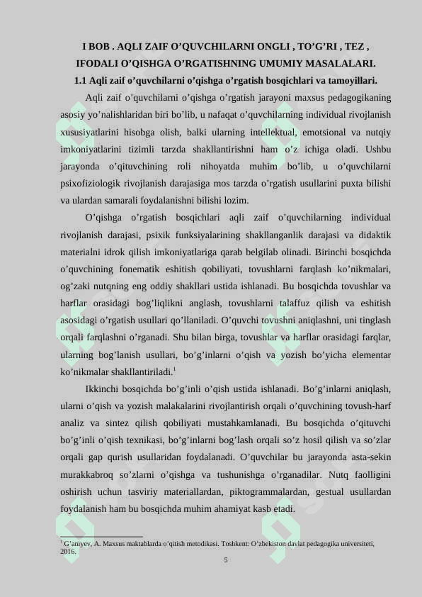 Aqli zaif o’quvchilarni ongli , to’g’ri , tez , ifodali o’qishga o’rgatish yo’llari , usullari 5