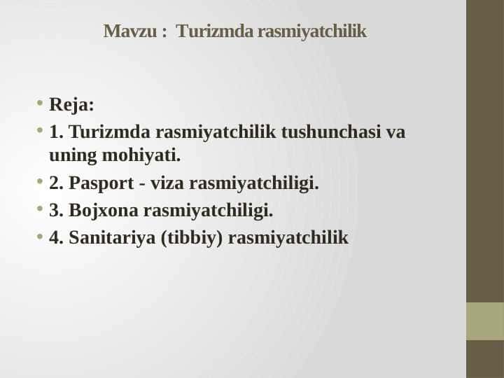 Turizmda rasmiyatchilik 1