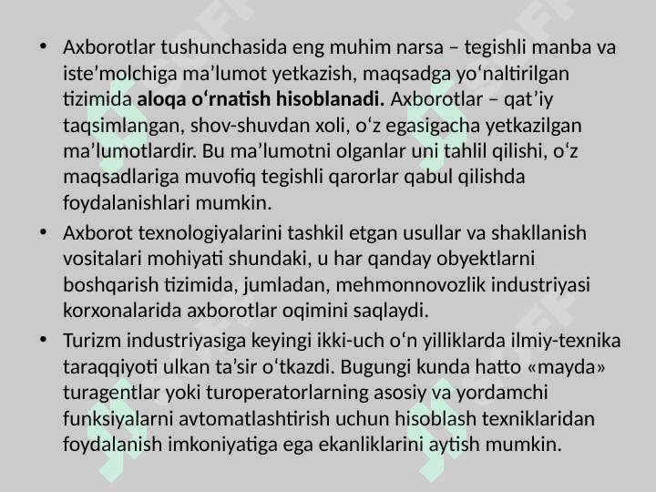 TURIZMDA ALOQA VA AXBOROT VOSITALARI 5