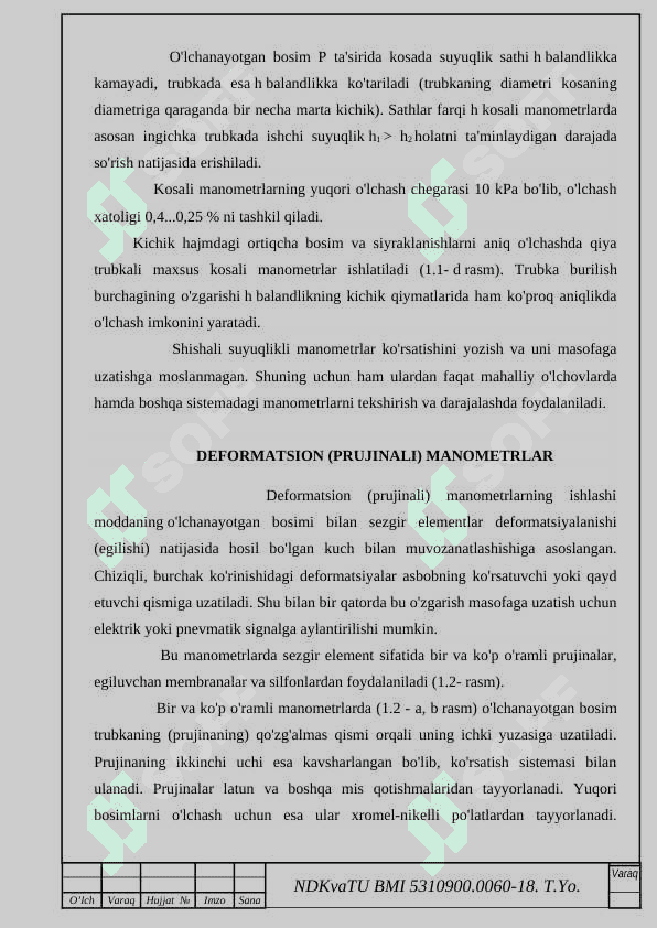 Kon sanoati mahsulotlarini qayta ishlashda manometrlarni qo‘llanishini o‘rganish 8
