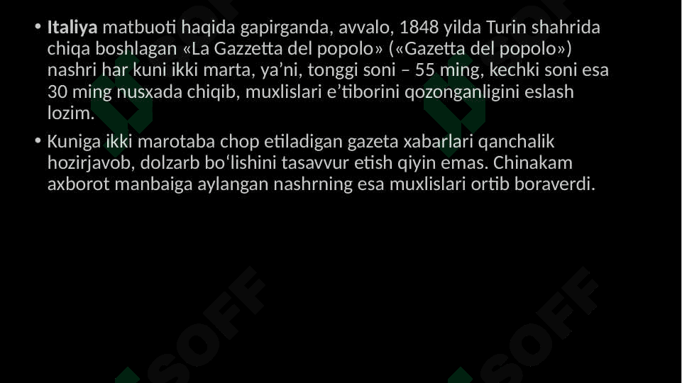 Italiya matbuoti va uning tarixi 2