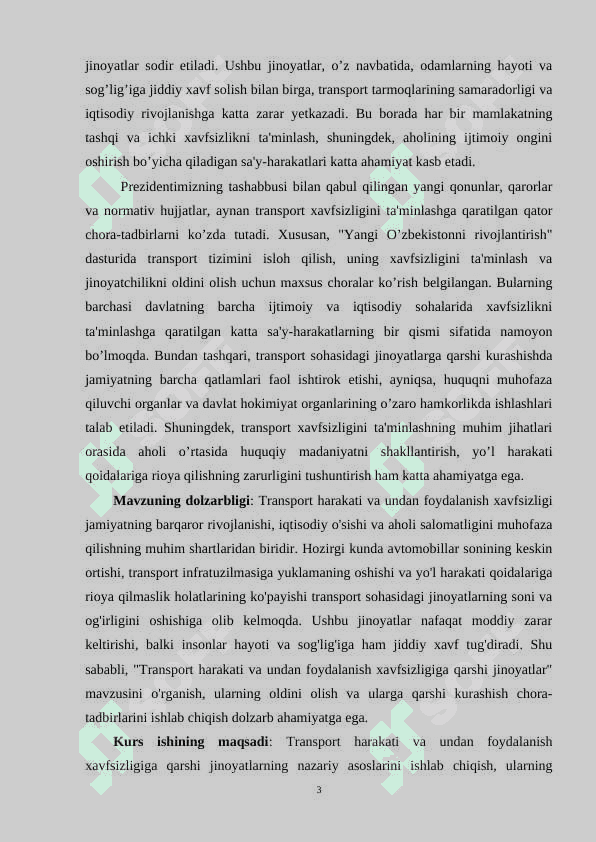 Transport harakati va undan foydalanish xavfsizligiga qarshi jinoyatlar 3