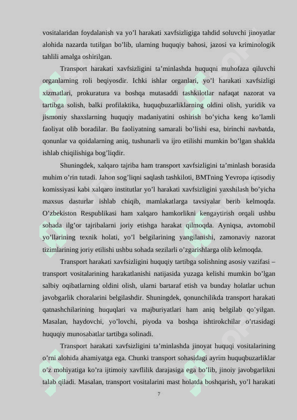 Transport harakati va undan foydalanish xavfsizligiga qarshi jinoyatlar 7
