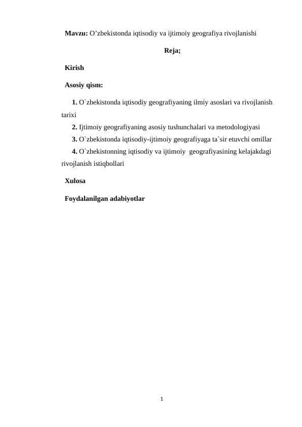 O’zbekistonda iqtisodiy va ijtimoiy geografiya rivojlanishi 1