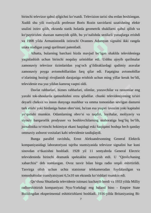 TELEVIDENIYEDAGI AXBOROT JANRLARINING OʻZIGA XOSLIGI 7