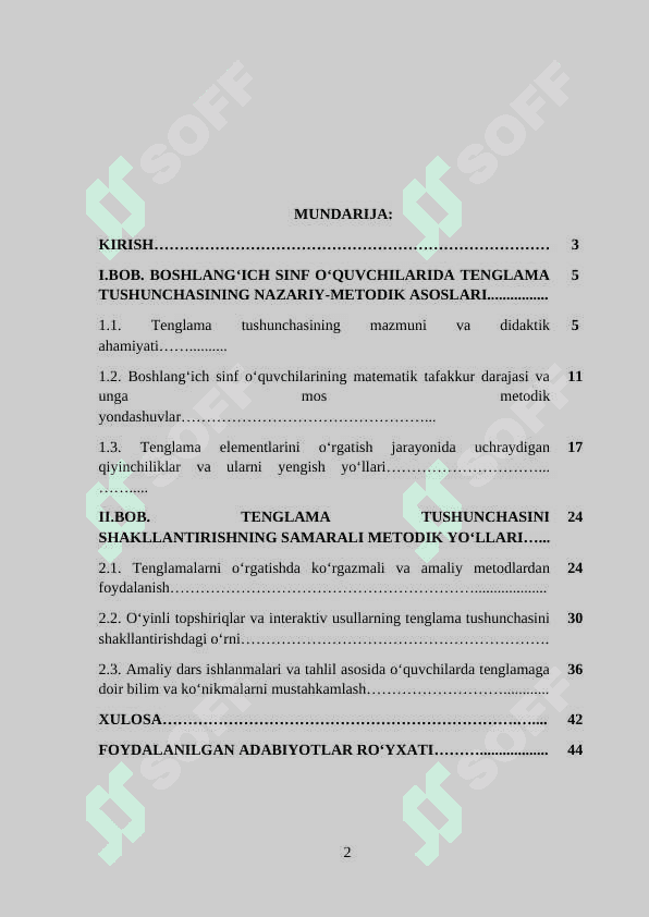 Boshlang’ich sinf o’quvchilarida tenglama tushunchasini shakllantirish metodikasi 2