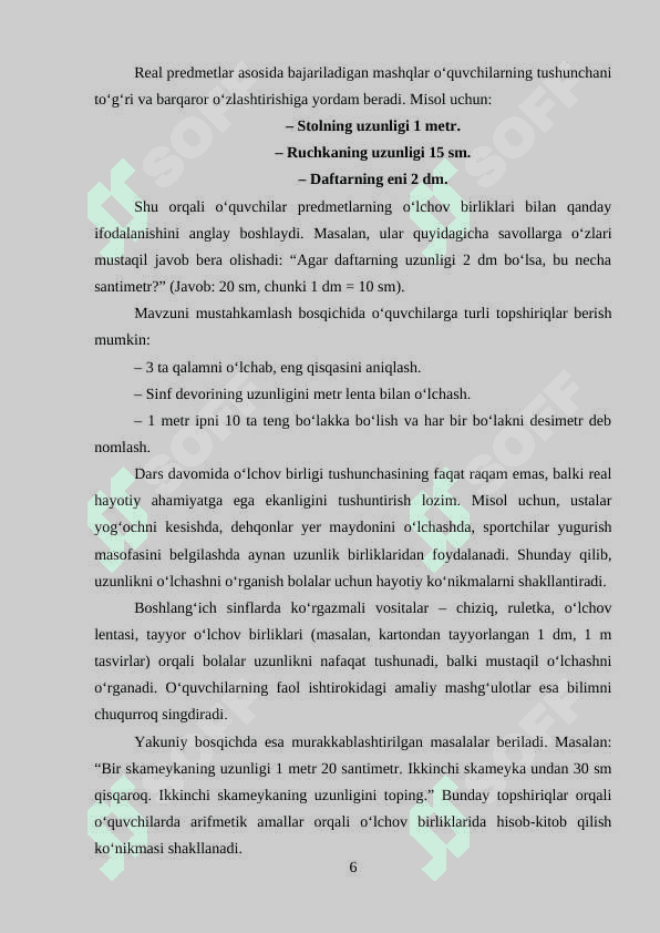 Boshlangich sinf o’quvchilariga masofa, vaqt  va  tezlik  tushunchalarini o’rgatish 6
