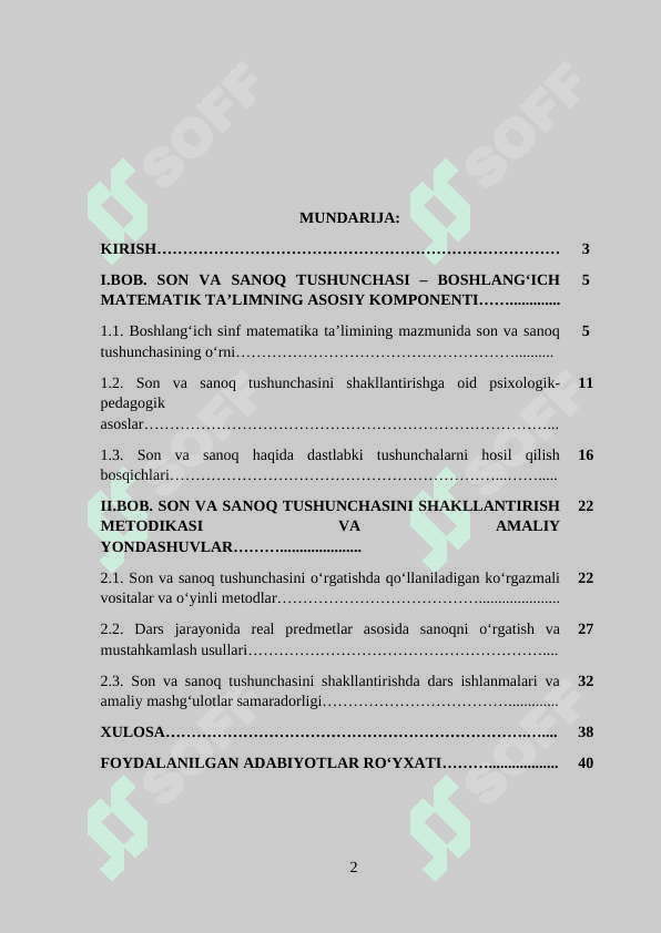 Son va sanoq tushunchasini shakillantirish bosqichlari 2