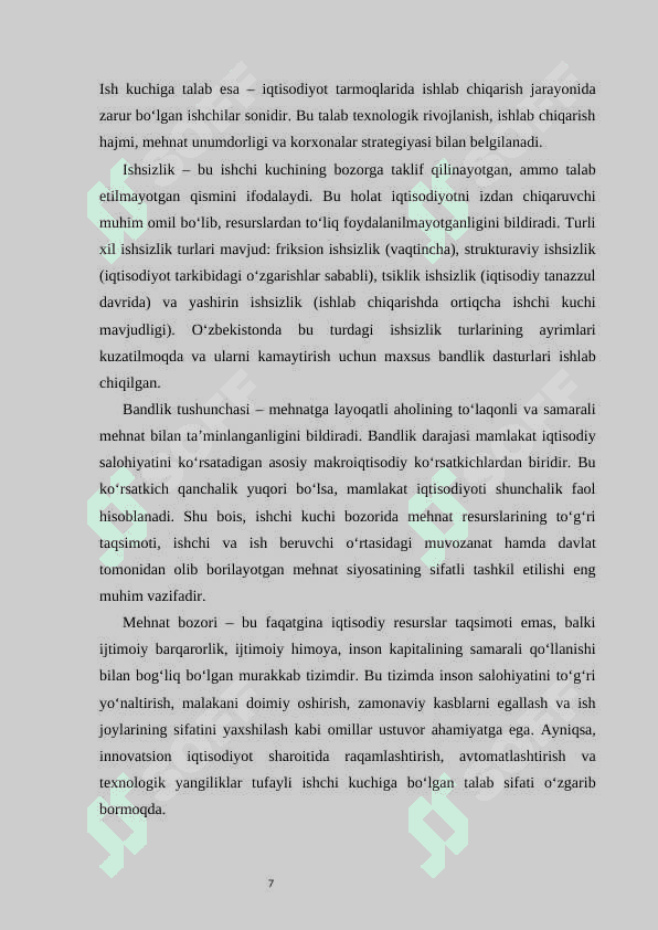 O’zbekistonda ishchi kuchi bozorining shakllanishi va rivojlanishi 7