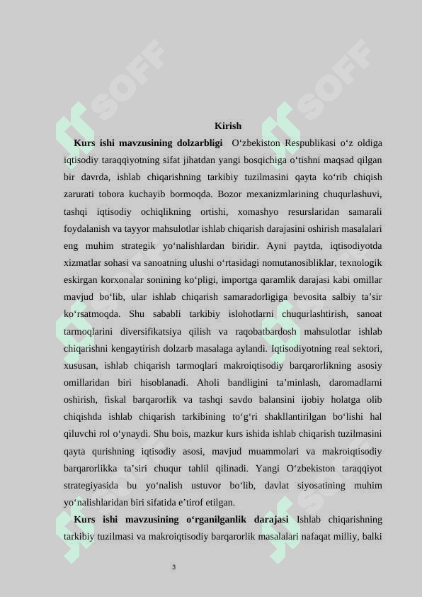 O’zbekistonda ishlab chiqarishning tarkibiy tuzilishini qayta qurish jarayonida makroiqtisodiy barqarorlikni ta’minlash muammolari 3