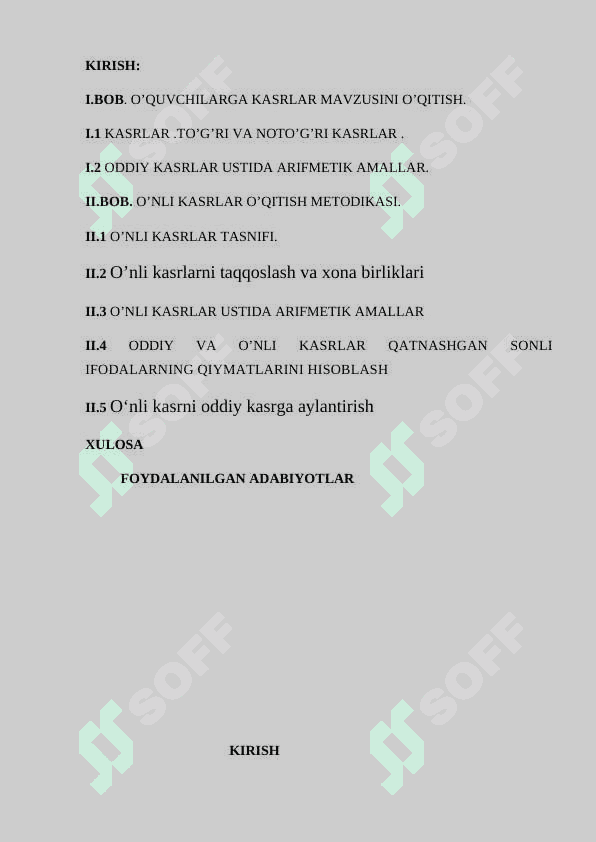 O’NLI KASRLAR VA ULAR USTIDA AMALLAR 2