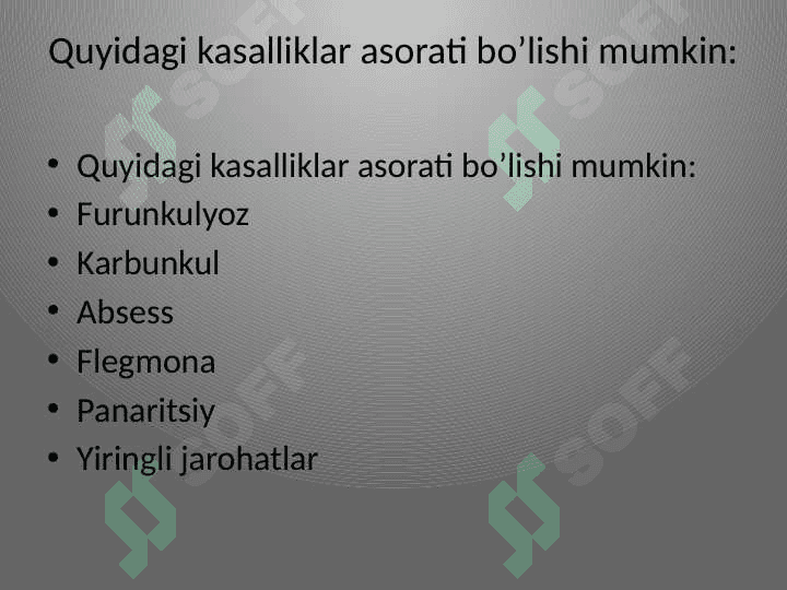 Limfa tugunlari,qon va limfa tomirlari yiringli yallig’lanish kasalliklari: limfadenit,limfangit,  tromboflebit 6