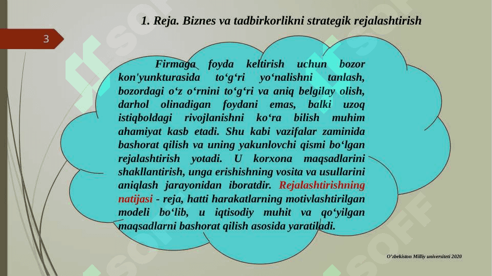 Biznes va tadbirkorlikda rejalashtirish 3