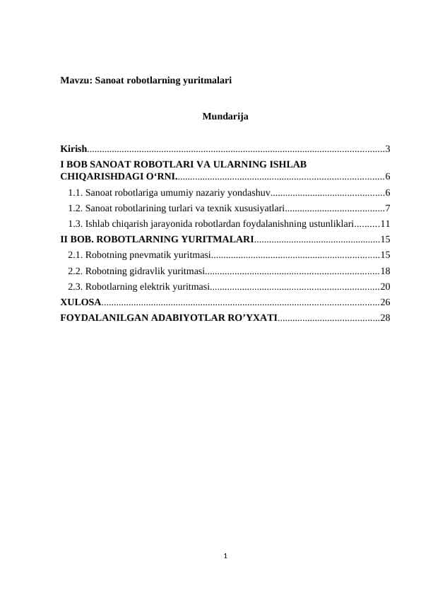 Sanoat robotlarning yuritmalari 1