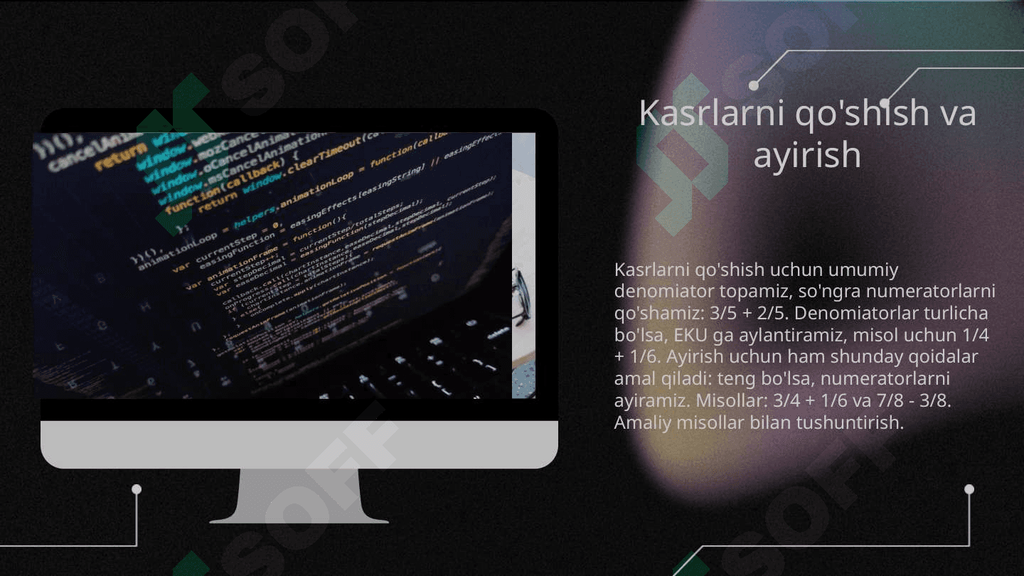 Boshlanĝich sinflarda kasr tushunchasi bilan tanishtirish metodikasi 6