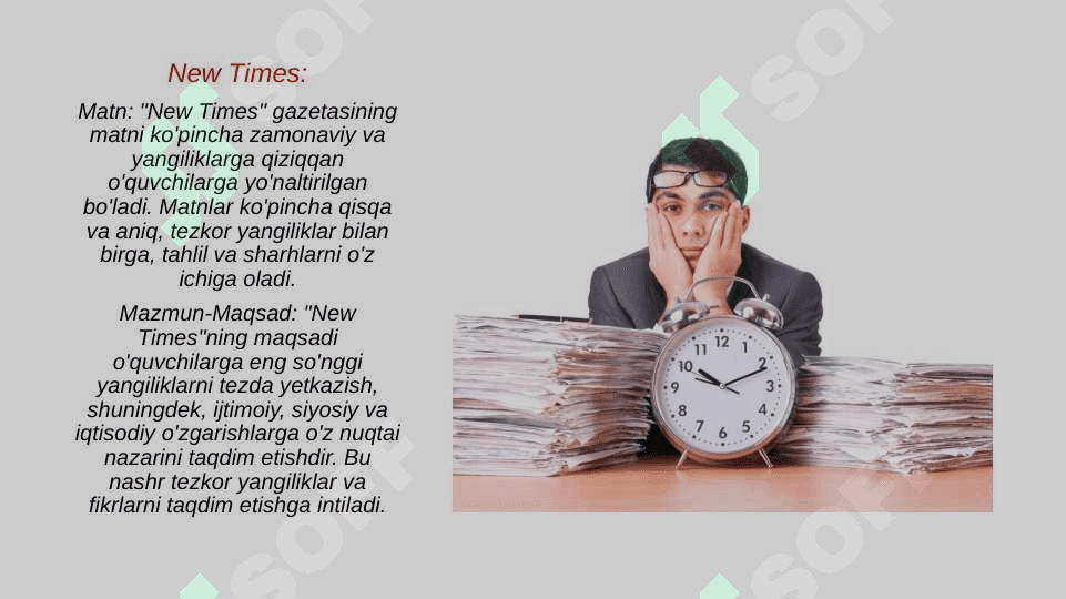 Bosma nashr "The Times", "New Times", "Bloomberg", "Sabah"lar(matn va mazmun-maqsad)ni taxlil qilish 6