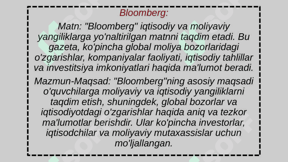 Bosma nashr "The Times", "New Times", "Bloomberg", "Sabah"lar(matn va mazmun-maqsad)ni taxlil qilish 8