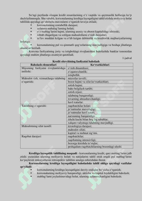 Kreditga layoqatlilik tahlili 2