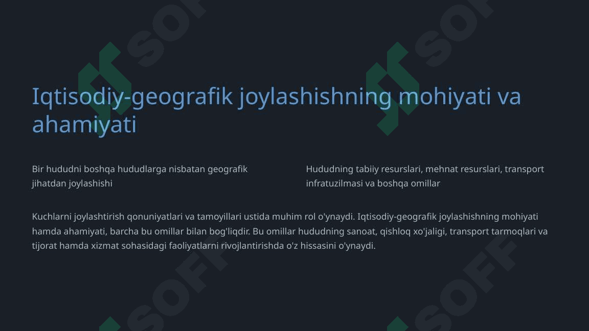 Ishlab chiqaruvchi kuchlarni joylashtirish qonuniyatlari va tamoyillari 2