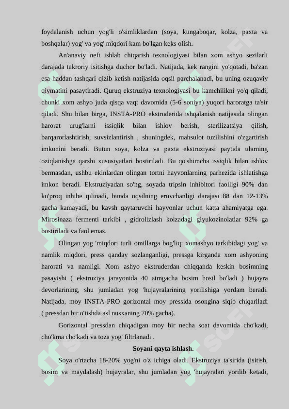 Fermer xoʻjaliklaridan keltirilgan moyli xom ashyolarni qabul qilish va qayta ishlash texnologiyasi 3