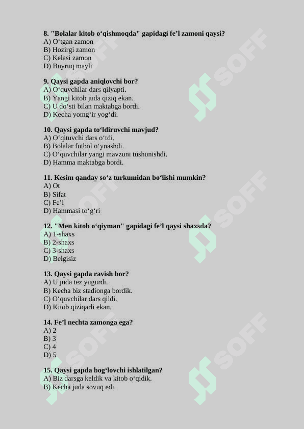 6-sinf ona tili va adabiyot fanidan 2-chorak uchun test savollari 2