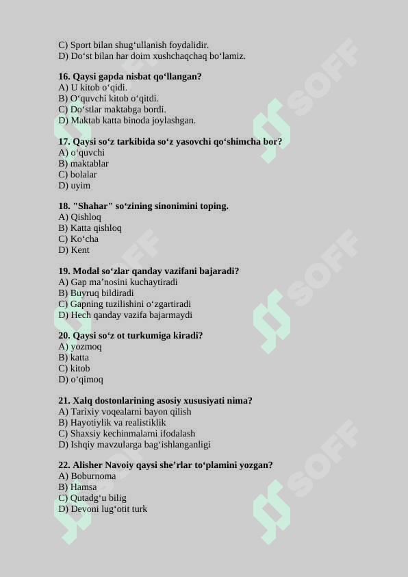 6-sinf ona tili va adabiyot fanidan 2-chorak uchun test savollari 3