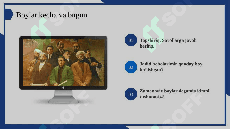 Boylarga kechagi va bugungi munosabat. Vulgarizm va varvarizmlar. Mustaqil nutq. Nutqning kirish va asosiy qismlarini shakllantirish 4