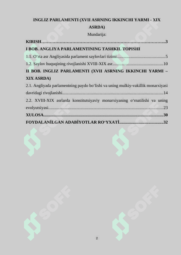 Ingliz Parlamenti (XVII Asrning ikkinchi yarmi - XIX asrda) 2
